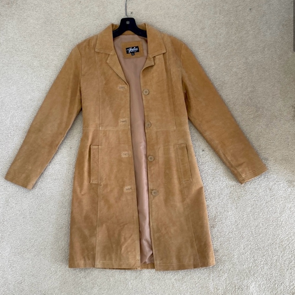 Suede trench coat